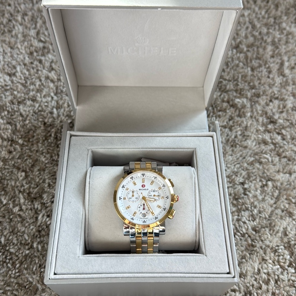 Michele ladies two tone watch
